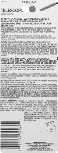 L’Oreal Paris Original Telescopic Mascara, Lengthening, Blackest Black