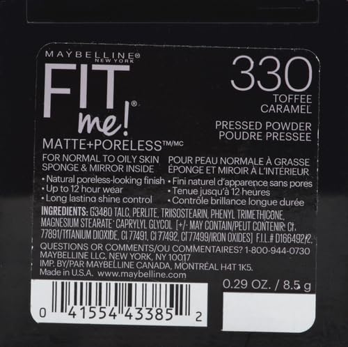 Maybelline Fit Me Matte + Poreless Pressed Face Powder Makeup & Setting Powder, Natural Beige, 1 Count