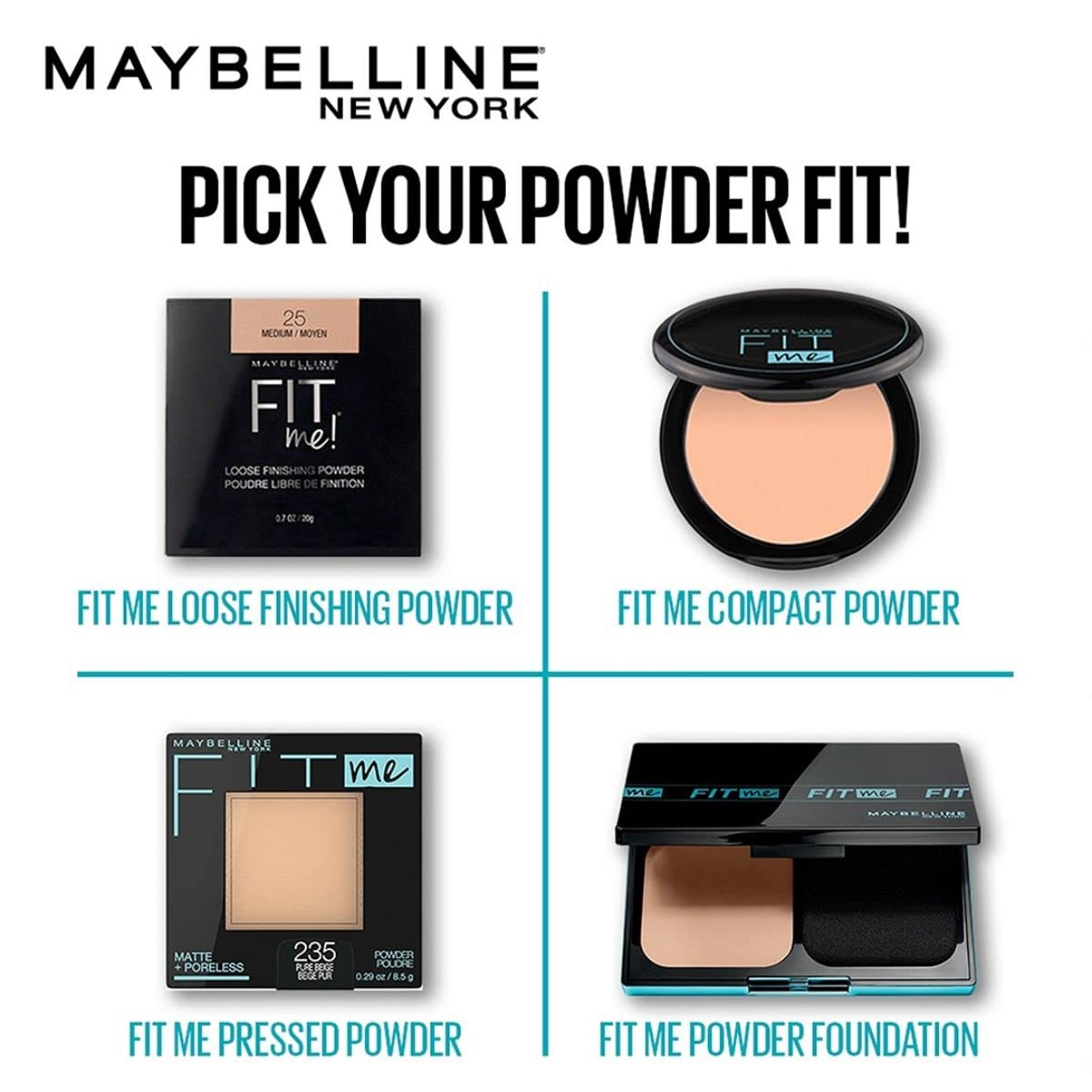 Maybelline Fit Me Matte + Poreless Pressed Face Powder Makeup & Setting Powder, Natural Beige, 1 Count