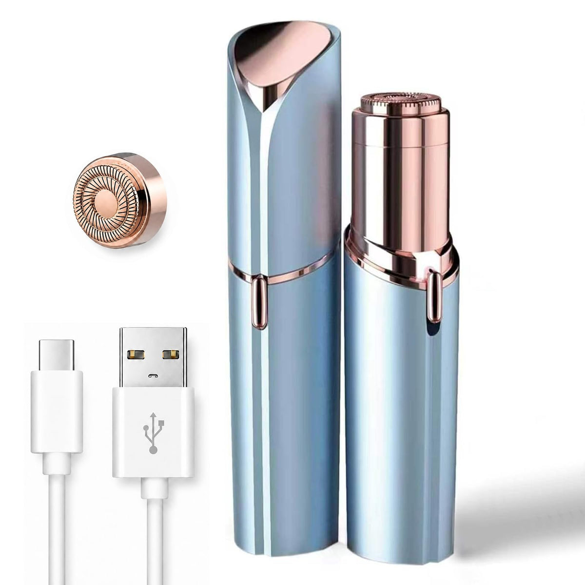 Facial Hair Remover for Women - as Seen on TV Painless Face Shaver - Electric Hair Removal Device for Face Lips Peach Fuzz with Light (Rose Gold)
