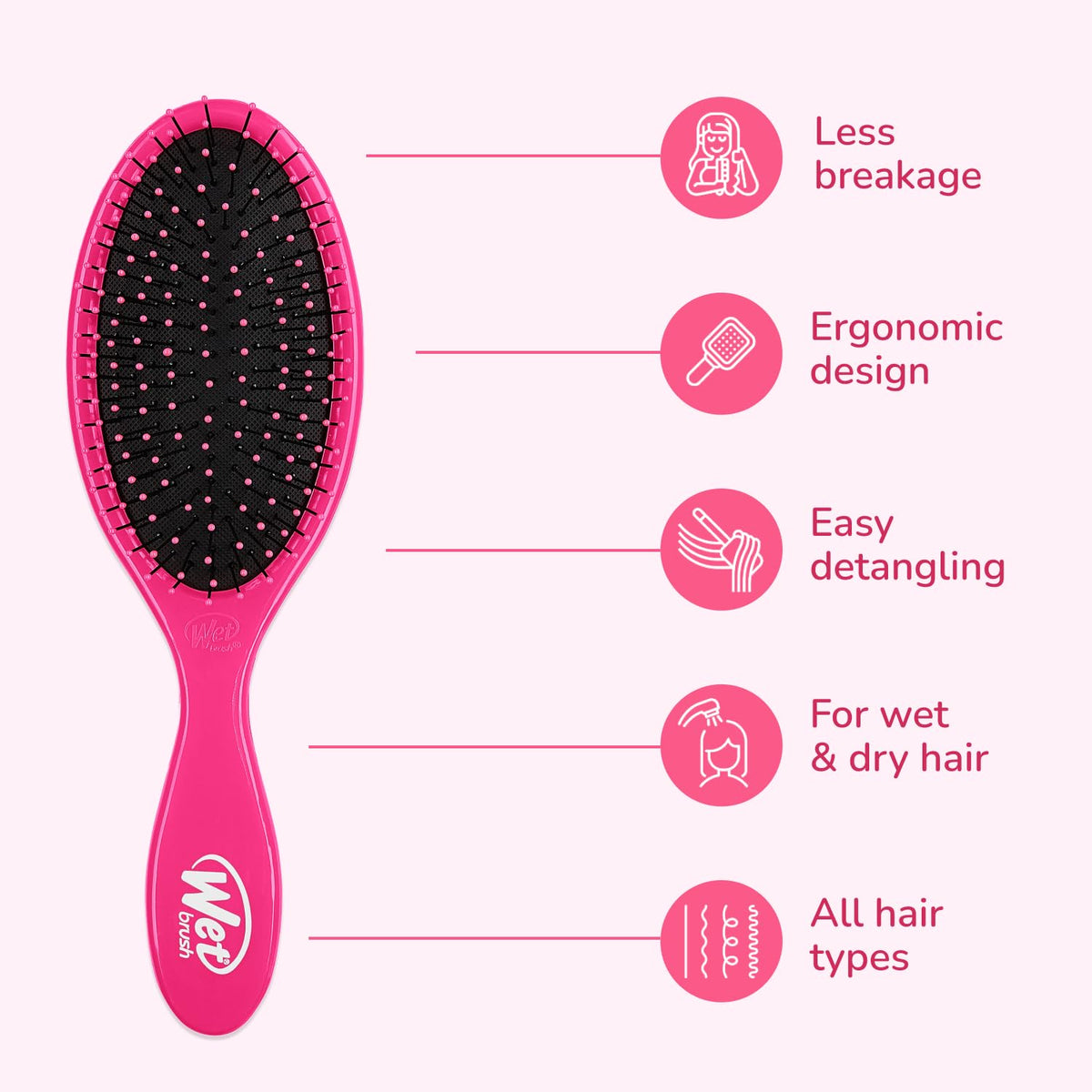 Wet Brush Original Detangler Hair Brush, Sky, For All Hair Textures
