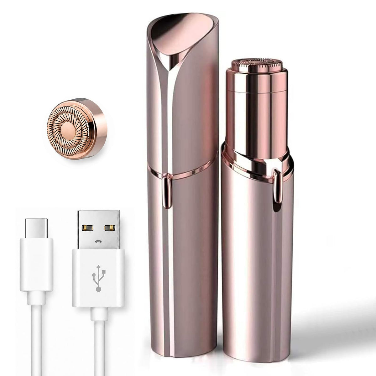 Facial Hair Remover for Women - as Seen on TV Painless Face Shaver - Electric Hair Removal Device for Face Lips Peach Fuzz with Light (Rose Gold)