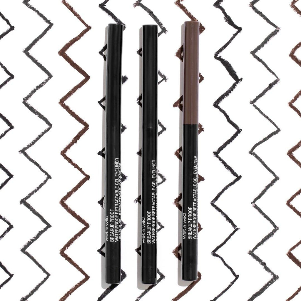 wet n wild Mega Last Breakup Proof Waterproof Retractable Gel Eyeliner - Ultra Pigmented 16-Hour Long Wear, Smudge Proof Satin Finish Formula, Cruelty-Free & Vegan - Charcoal
