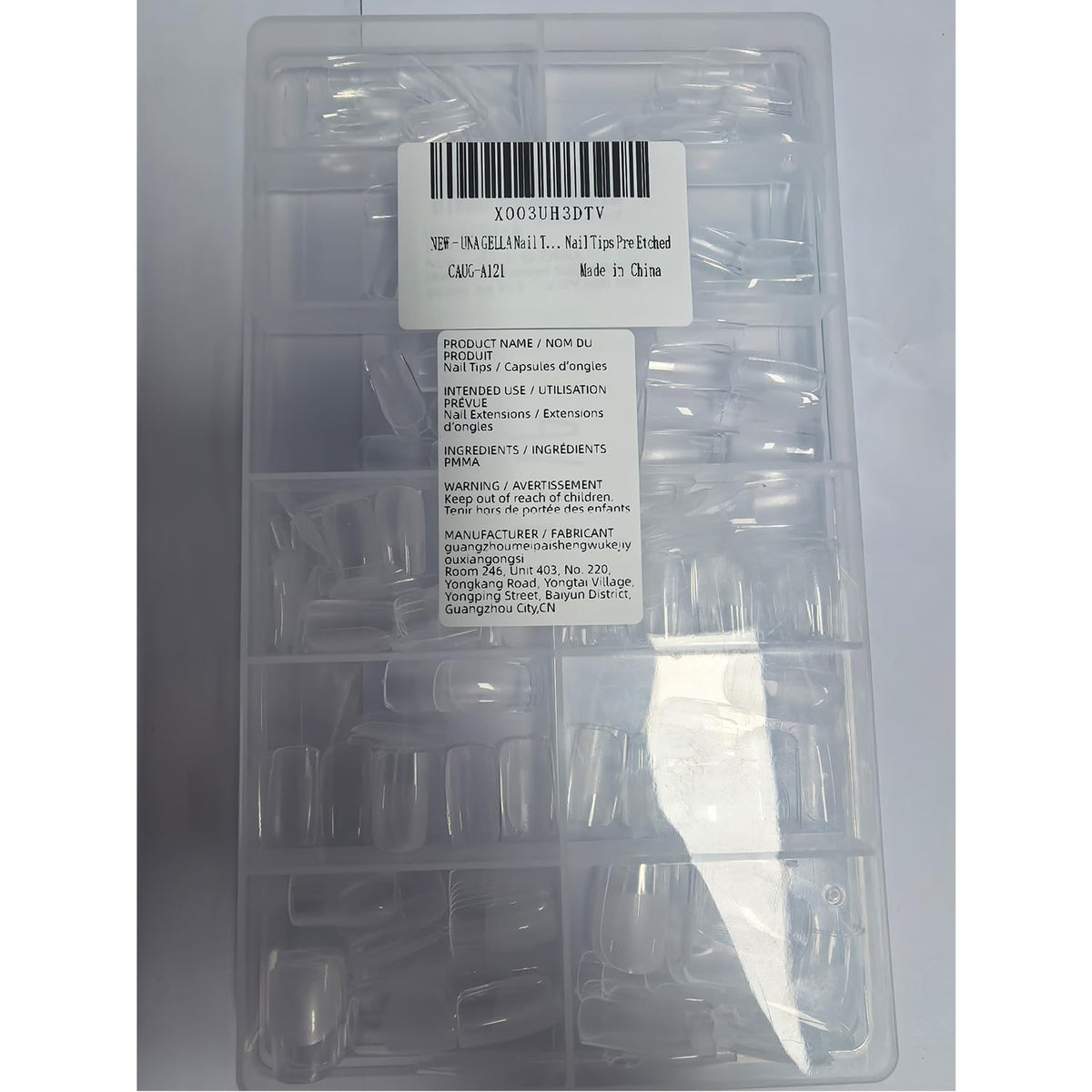 UNA GELLA Almond Gel Nail Tips 504PCS Pre-Etched Clear Fake Nails Tips
