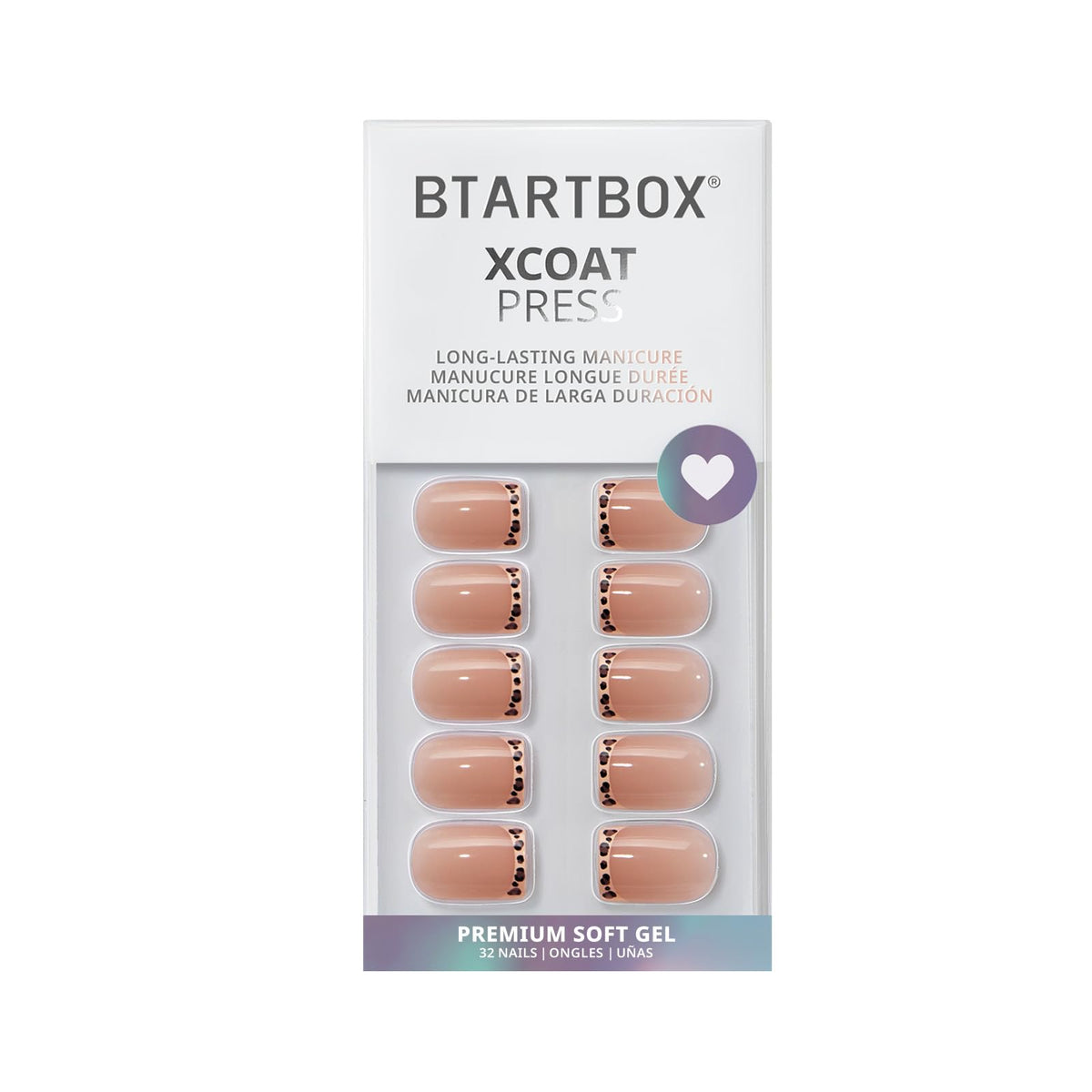BTArtbox Press On Nails, Short Almond Pink Fake Nails, 32Pcs Full Kit
