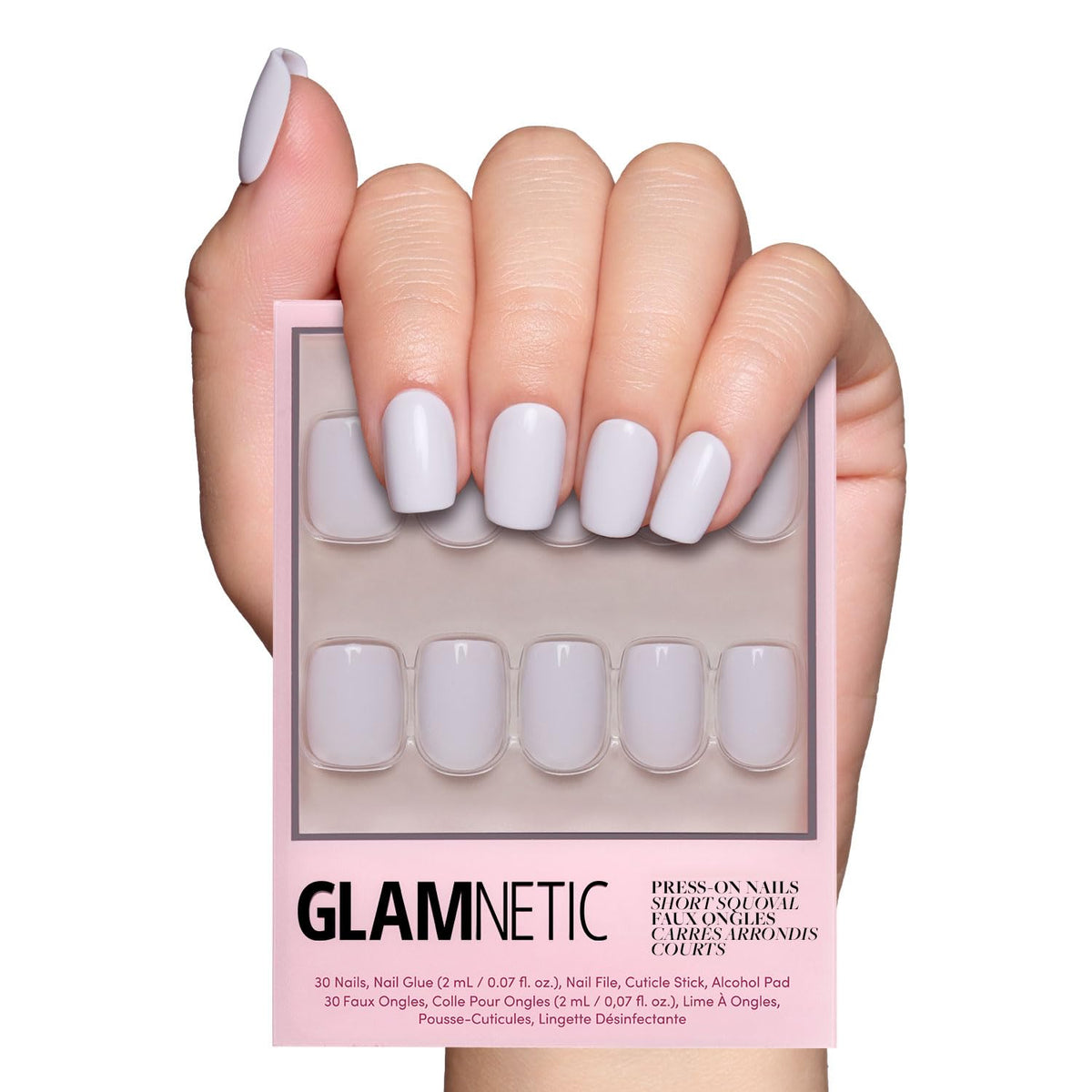 Glamnetic Press On Nails, Short Almond Glossy, Fake Nails 30pc Nail Kit