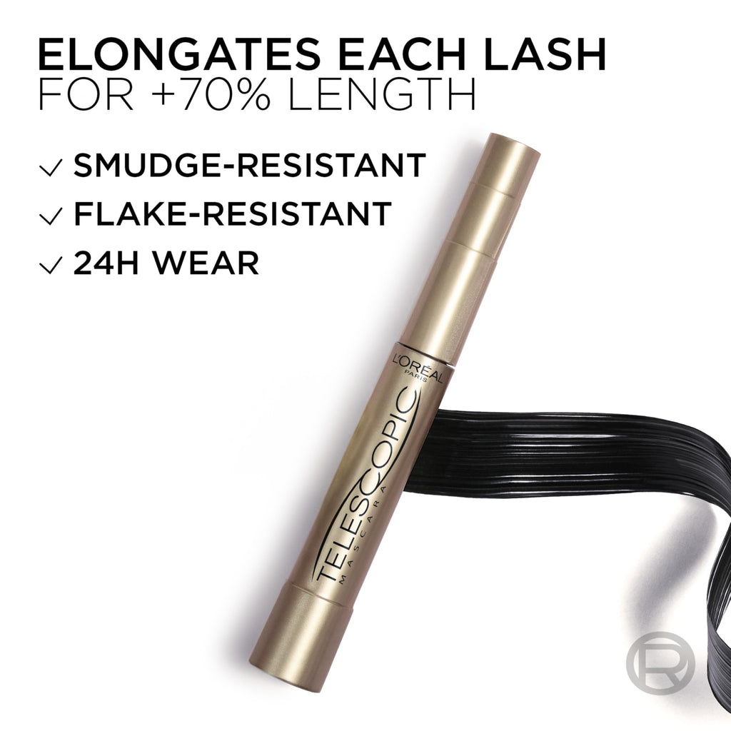 L’Oreal Paris Original Telescopic Mascara, Lengthening, Blackest Black