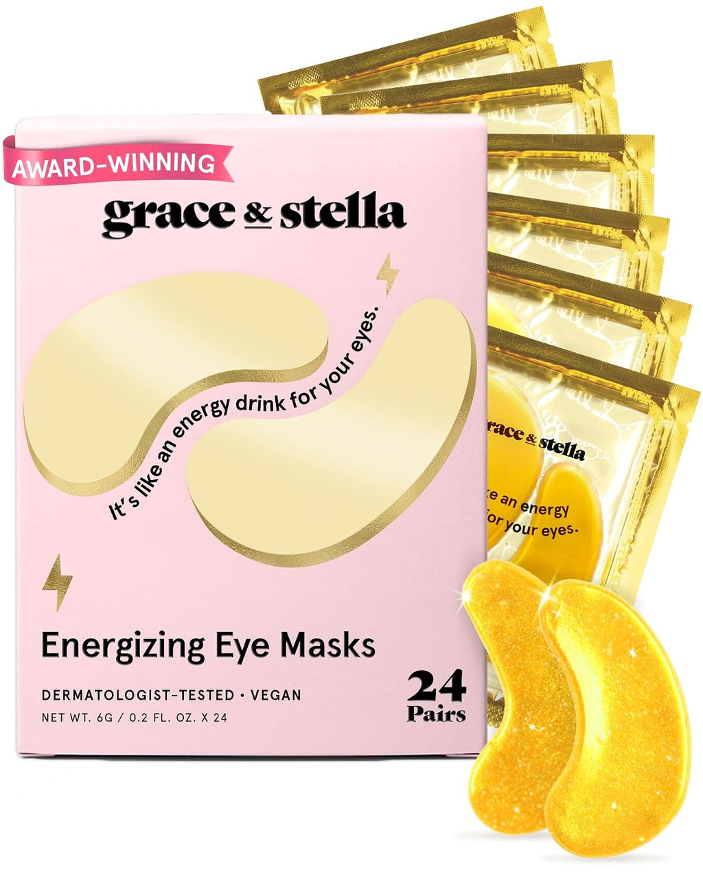 grace & stella Award Winning Eye Patches for Puffy Eyes - Birthday Gifts for Women - Under Eye Mask for Dark Circles and Undereye Bags - Gifts for Mom - Vegan Cruelty-Free Self Care (24 Pairs, Gold)