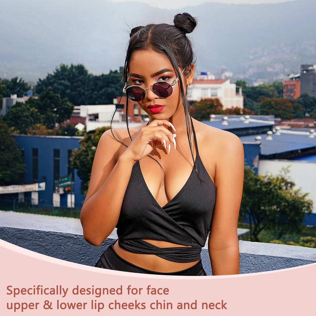 Facial Hair Remover for Women - as Seen on TV Painless Face Shaver - Electric Hair Removal Device for Face Lips Peach Fuzz with Light (Rose Gold)