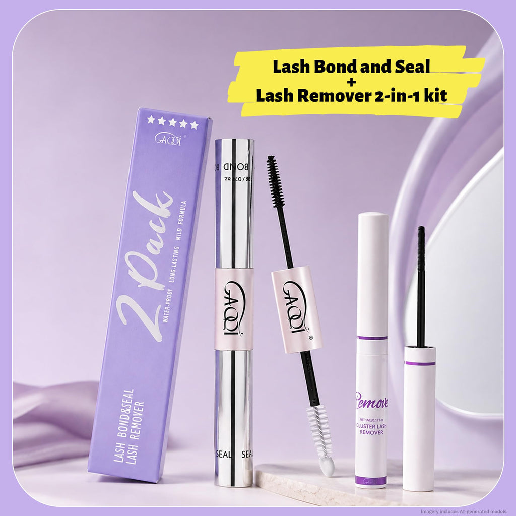 GAQQI Lash Cluster Glue, Waterproof Bond and Seal Lash Glue, Black - 2PCS