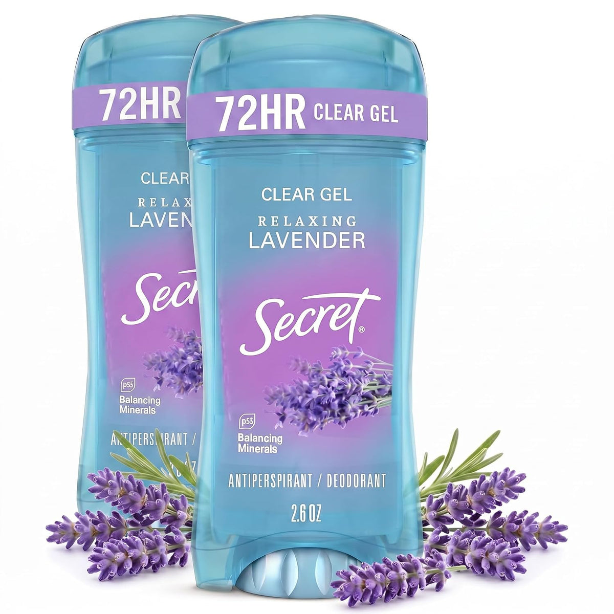 Secret Fresh Antiperspirant Deodorant for Women, 72hr Breathable Sweat & Odor Protection, Instant Freshness & Gentle, PH Balancing Minerals, Clear Gel, Relaxing Lavender Scent, 2.6 oz