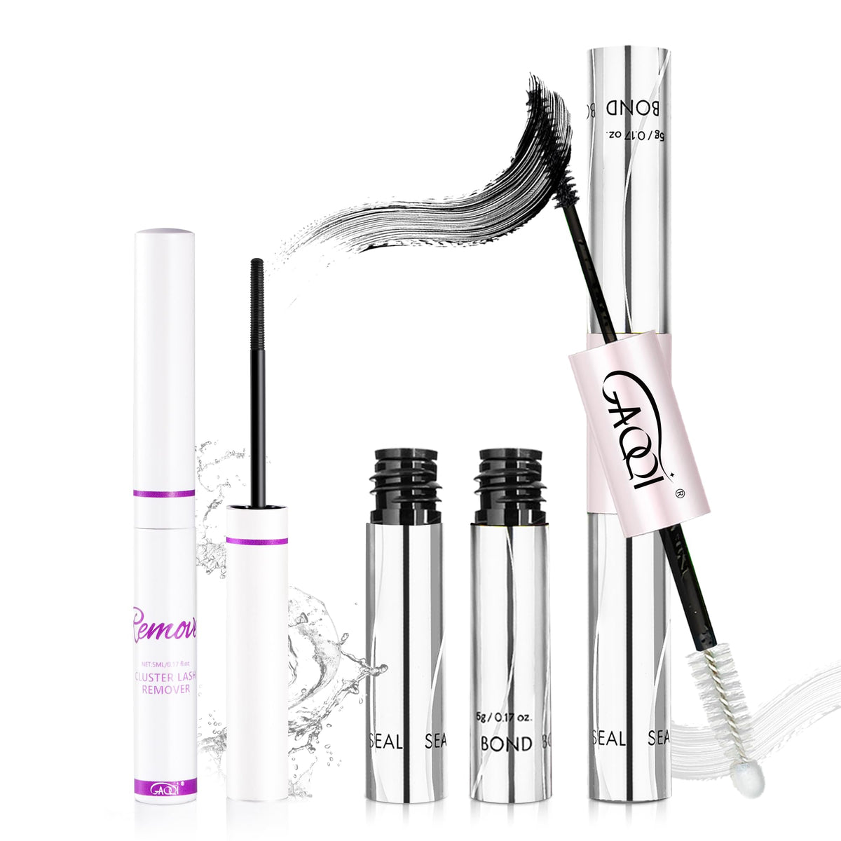 GAQQI Lash Cluster Glue, Waterproof Bond and Seal Lash Glue, Black - 2PCS