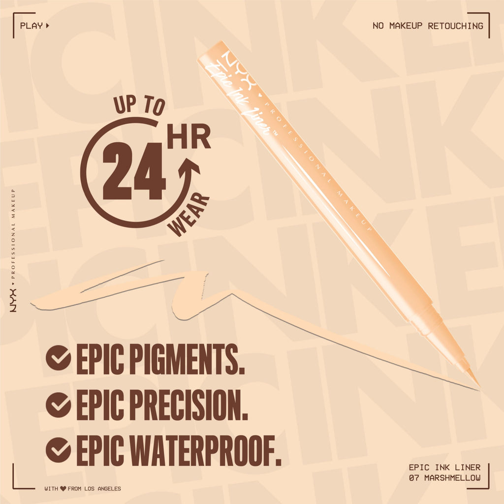 NYX PROFESSIONAL MAKEUP Epic Ink Eyeliner with Up To 24HR Wear, Black