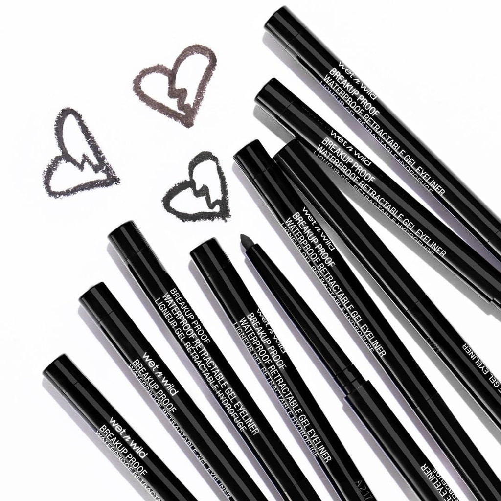 wet n wild Mega Last Breakup Proof Waterproof Retractable Gel Eyeliner - Ultra Pigmented 16-Hour Long Wear, Smudge Proof Satin Finish Formula, Cruelty-Free & Vegan - Charcoal