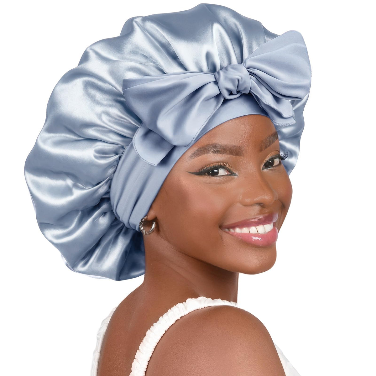 YANIBEST Adjustable Silk Bonnet for Sleeping Women Double Layer Satin Bonnet Reduce Friction Prevent Frizz Curly Hair
