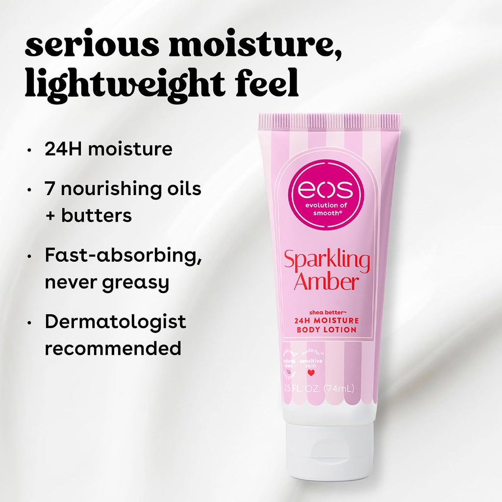 eos 24H Moisture Travel Body Lotion- Fresh & Cozy, Mini Size, 2.5 fl oz