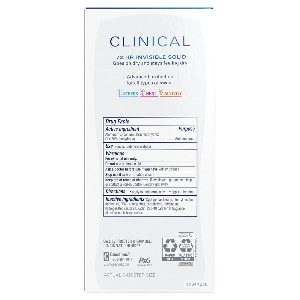 Secret Clinical Strength 100HR Defense, Invisible Solid Antiperspirant Deodorant for Women, A'Ja Wilson Edition, Triple Threat Sweat Protection, Hyaluronic Acid, Court Queen Citrus Scent, 2.6 oz
