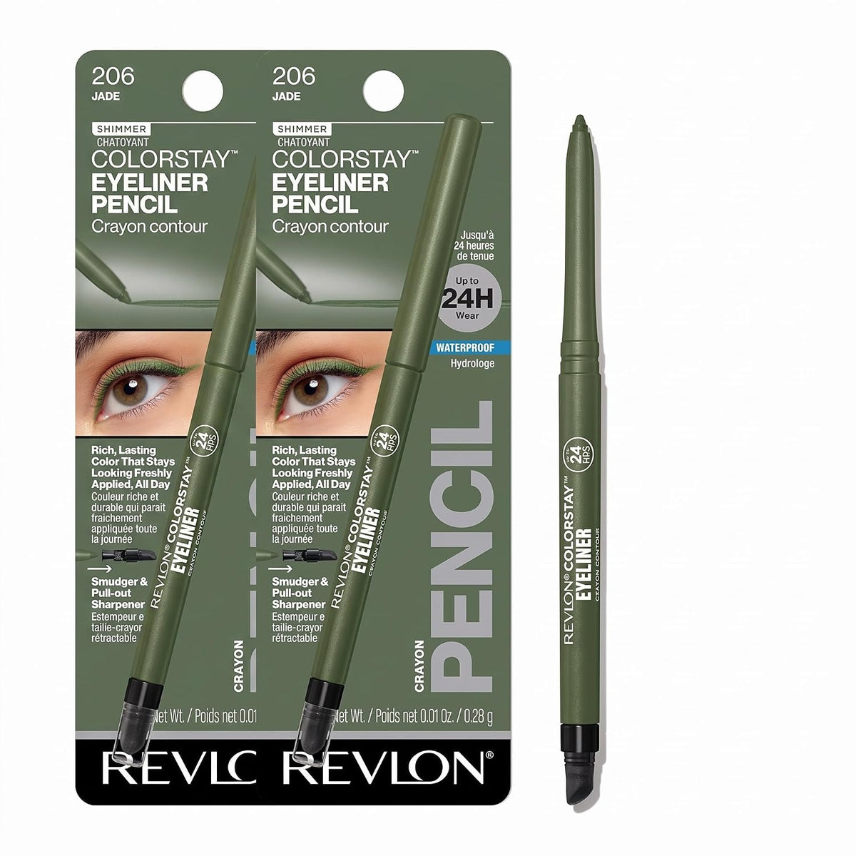 Revlon ColorStay Pencil Waterproof Eyeliner, 202 Black Brown, 0.01 oz