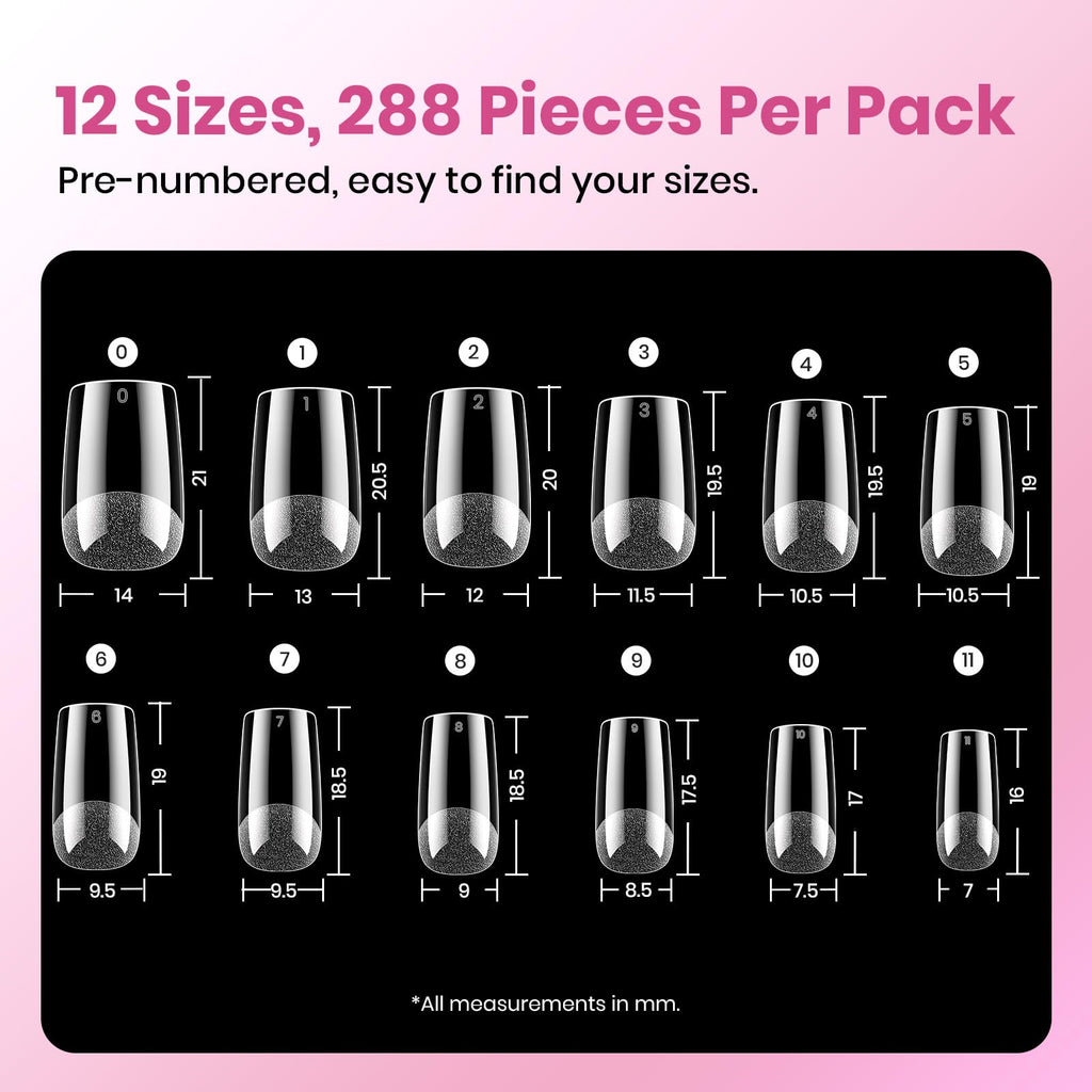 Beetles Soft Gel Nail Tips Short Almond 288pcs in 12 Sizes Etch-X