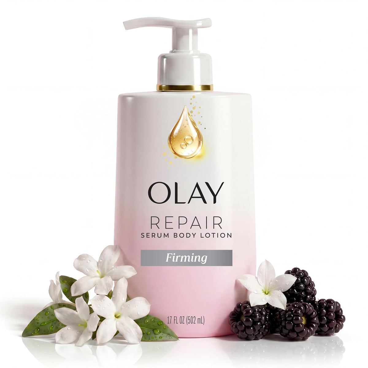 Olay Body Lotion for Women, Firming with Collagen Peptides Serum, Visibly Firmer Skin, 24hr Moisture & Hydration, Fast Absorbing Formula, Vitamin B3 Complex, For All Skin Types, 17 fl oz