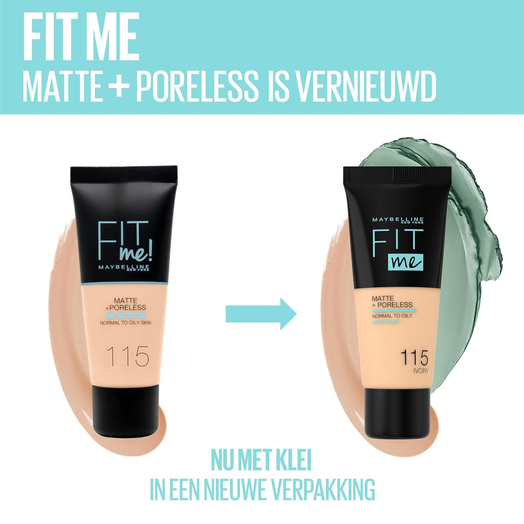 Maybelline Fit Me Matte + Poreless Liquid Oil-Free Foundation Makeup, Toffee, 1 Count (Packaging May Vary)