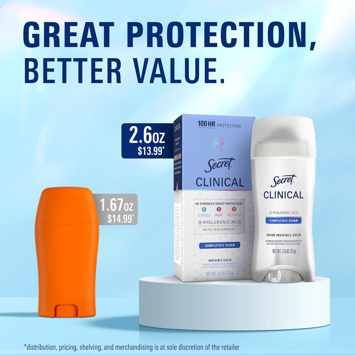 Secret Clinical Strength 100HR Defense, Invisible Solid Antiperspirant Deodorant for Women, A'Ja Wilson Edition, Triple Threat Sweat Protection, Hyaluronic Acid, Court Queen Citrus Scent, 2.6 oz