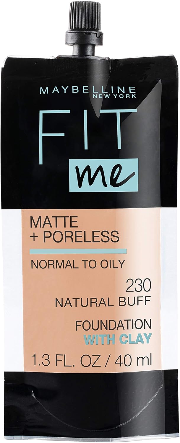 Maybelline Fit Me Matte + Poreless Liquid Oil-Free Foundation Makeup, Toffee, 1 Count (Packaging May Vary)