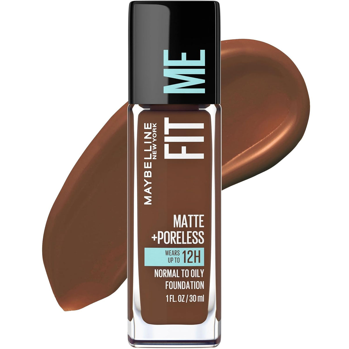 Maybelline Fit Me Matte + Poreless Liquid Oil-Free Foundation Makeup, Toffee, 1 Count (Packaging May Vary)
