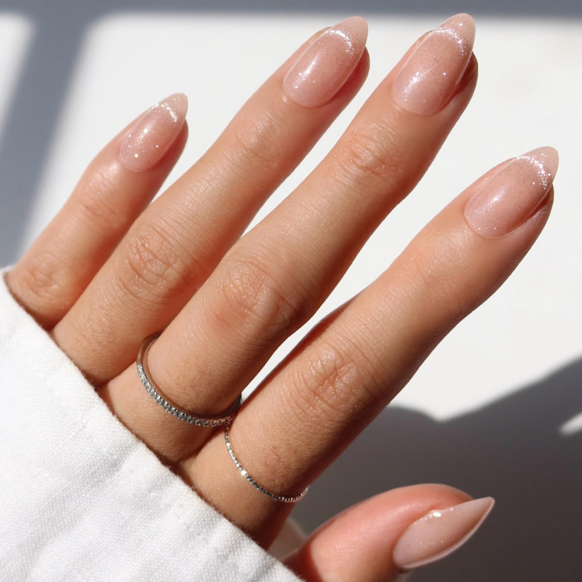 Glamnetic Press On Nails, Short Almond Glossy, Fake Nails 30pc Nail Kit