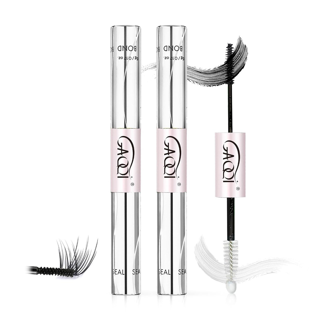 GAQQI Lash Cluster Glue, Waterproof Bond and Seal Lash Glue, Black - 2PCS