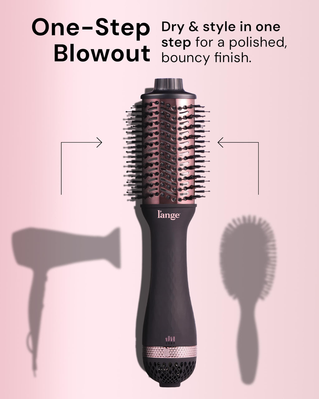 L'ANGE HAIR Le Volume 2-in-1 Titanium Blow Dryer Brush | Frizz Control Blowout Hair Dryer Brush for Drying and Styling | Volumizing Hot Air Styler for All Hairstyles | Oval Barrel | Black - 75mm