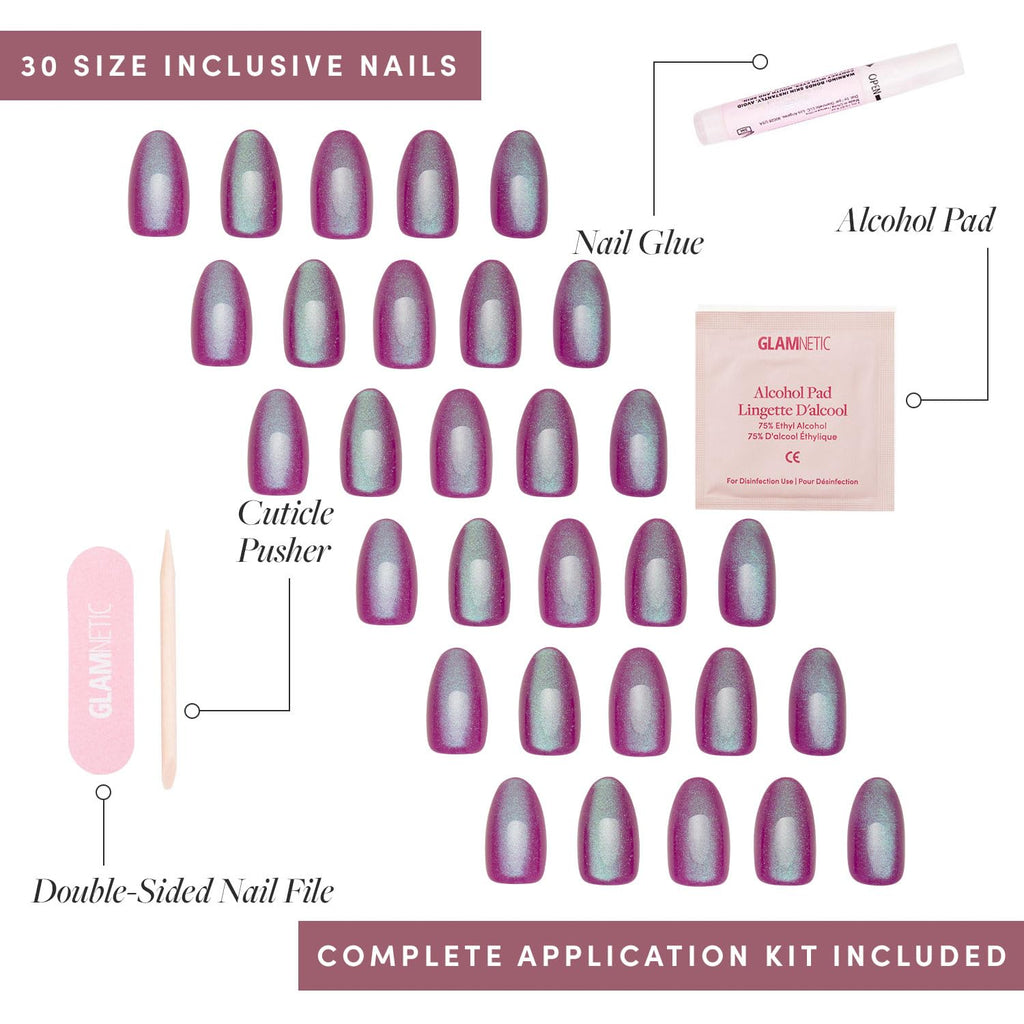 Glamnetic Press On Nails, Short Almond Glossy, Fake Nails 30pc Nail Kit