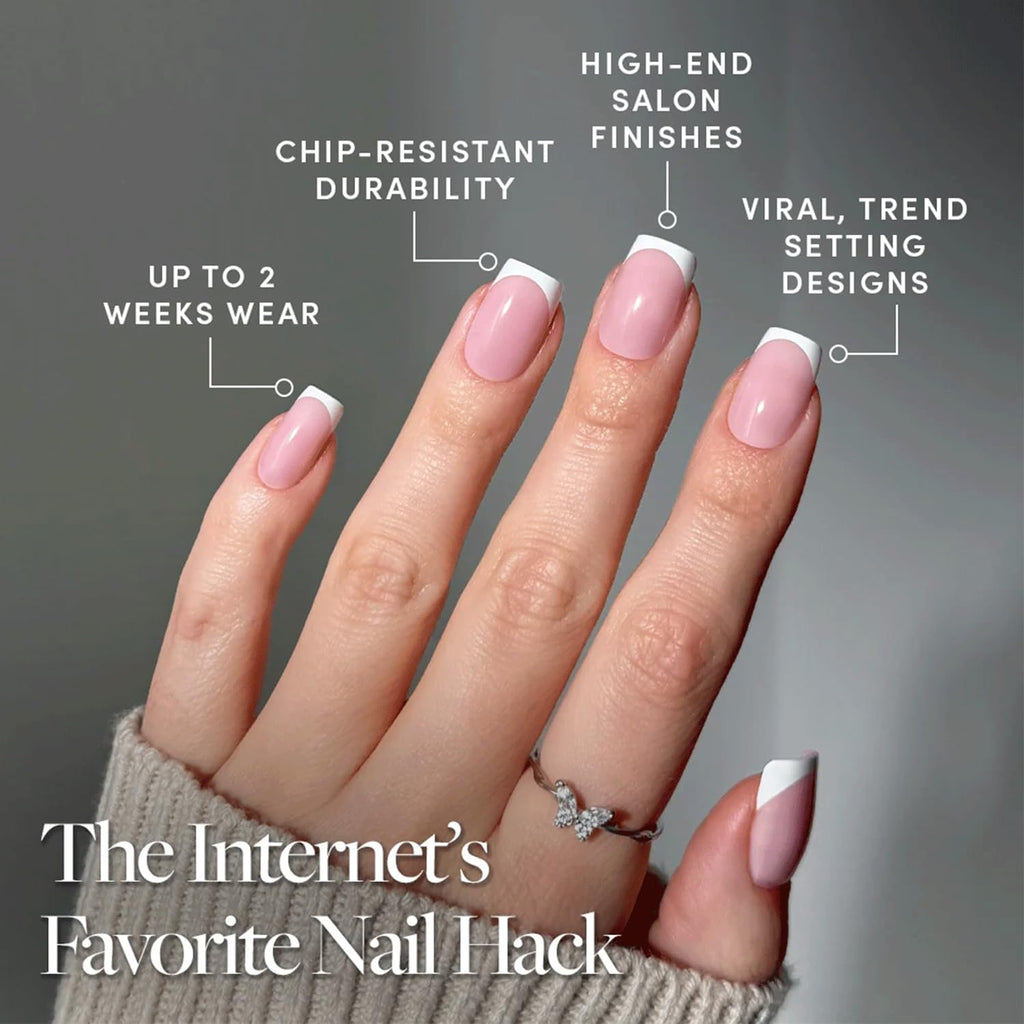 Glamnetic Press On Nails, Short Almond Glossy, Fake Nails 30pc Nail Kit