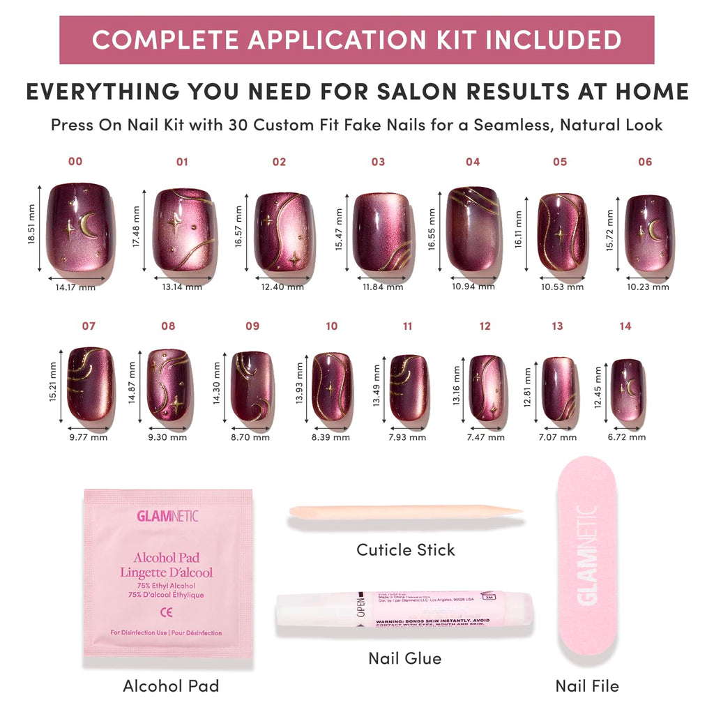 Glamnetic Halloween Press On Nails, Short Almond Glazed, October Nights
