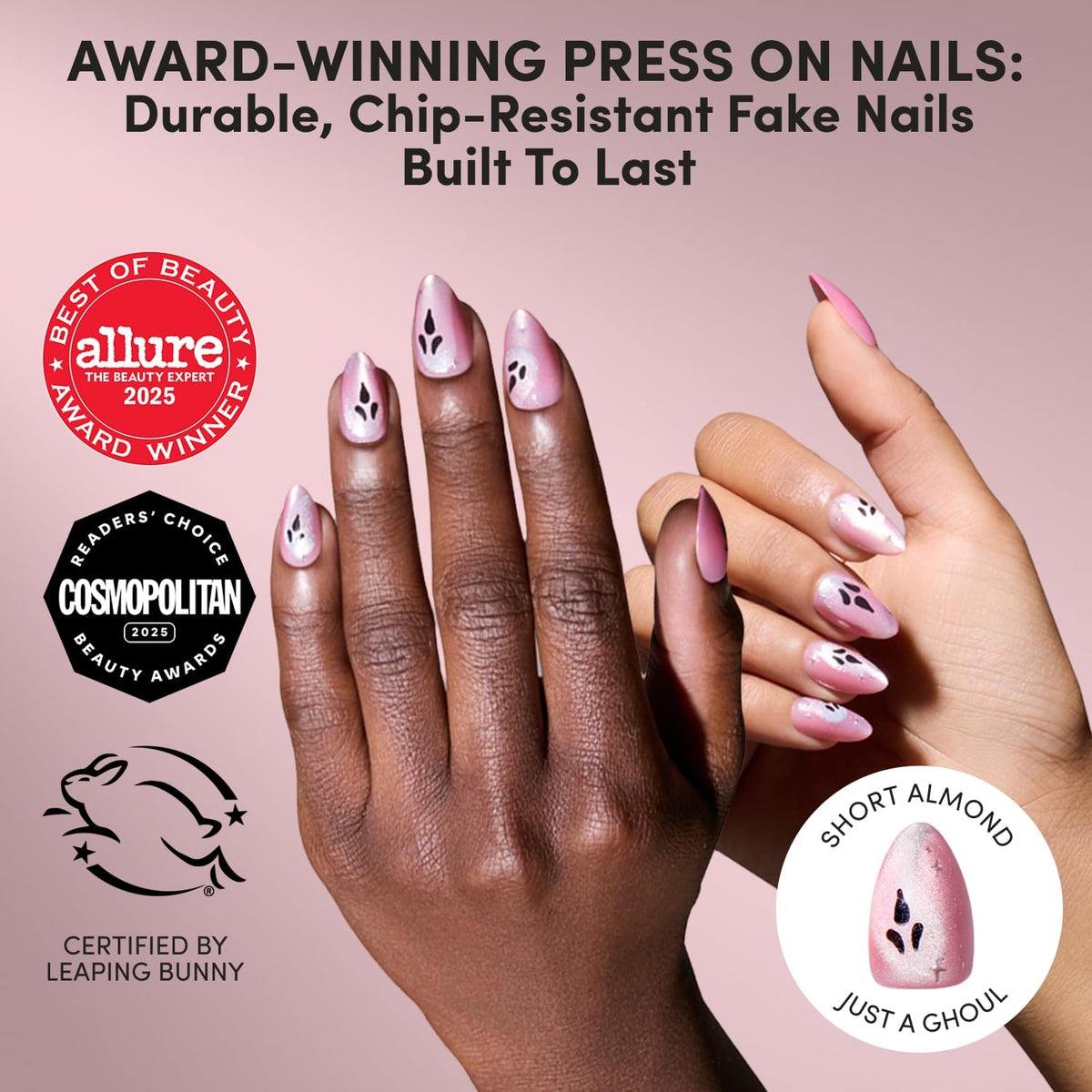 Glamnetic Halloween Press On Nails, Short Almond Glazed, October Nights