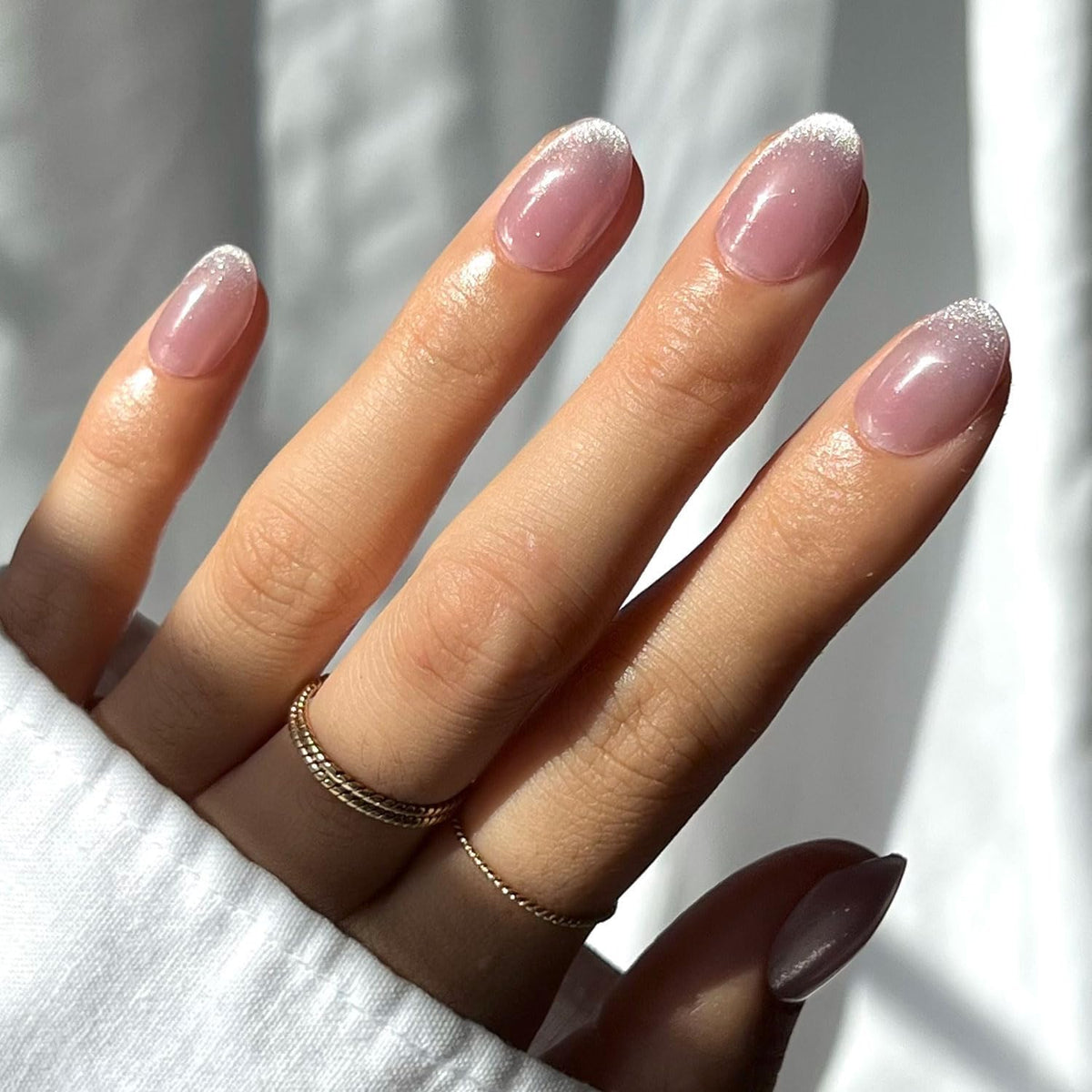 Glamnetic Press On Nails, Short Almond Glossy, Fake Nails 30pc Nail Kit