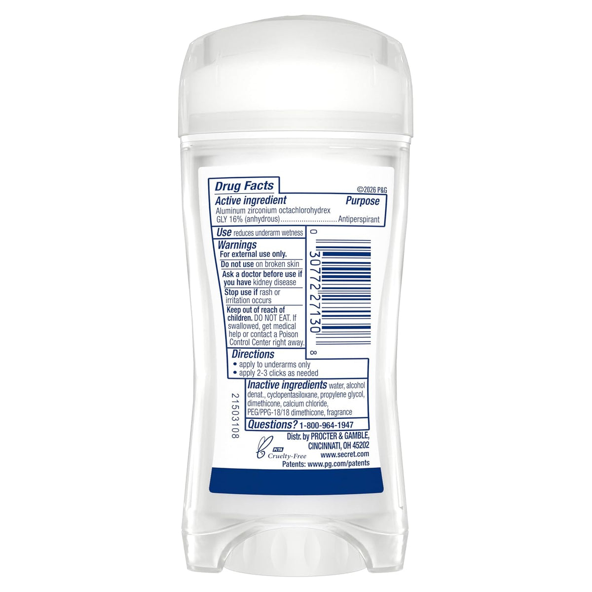 Secret Fresh Antiperspirant Deodorant for Women, 72hr Breathable Sweat & Odor Protection, Instant Freshness & Gentle, PH Balancing Minerals, Clear Gel, Relaxing Lavender Scent, 2.6 oz