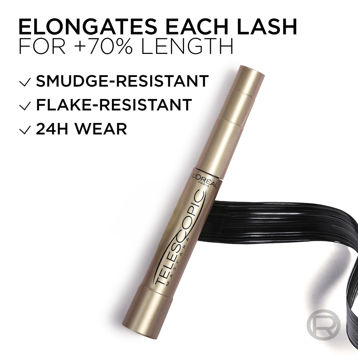 L’Oreal Paris Original Telescopic Mascara, Lengthening, Blackest Black