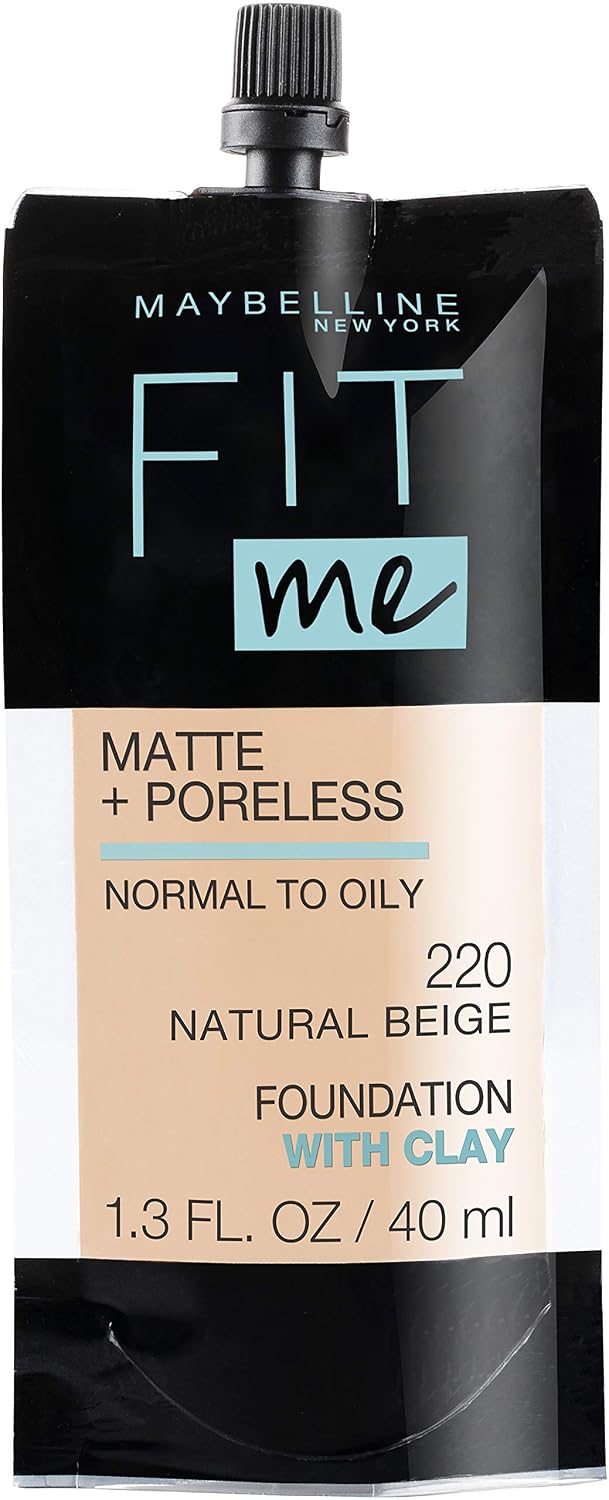 Maybelline Fit Me Matte + Poreless Liquid Oil-Free Foundation Makeup, Toffee, 1 Count (Packaging May Vary)