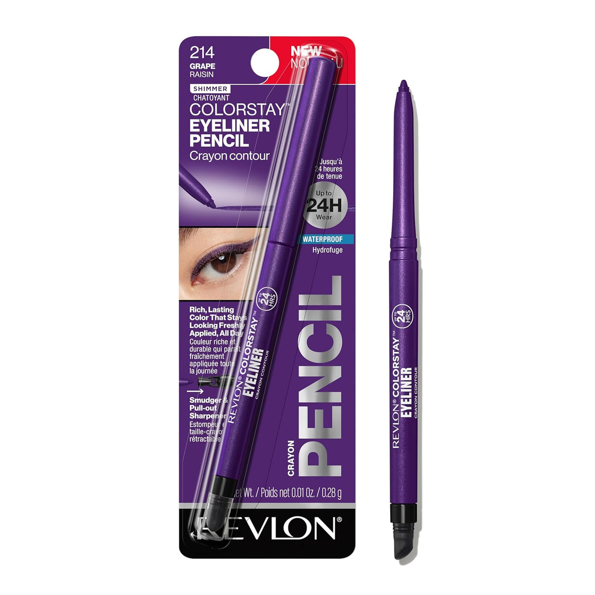 Revlon ColorStay Pencil Waterproof Eyeliner, 202 Black Brown, 0.01 oz