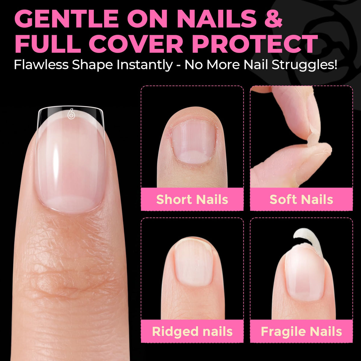 UNA GELLA Almond Gel Nail Tips 504PCS Pre-Etched Clear Fake Nails Tips