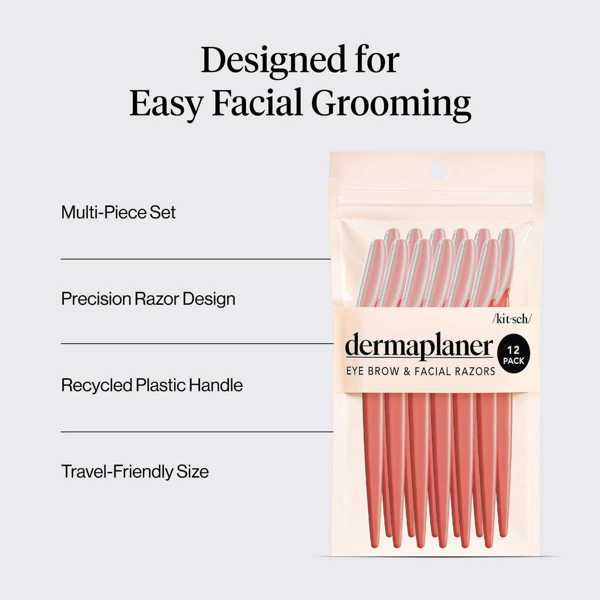 Kitsch Dermaplane Razor for Women Face – Terracotta, 12 pcs