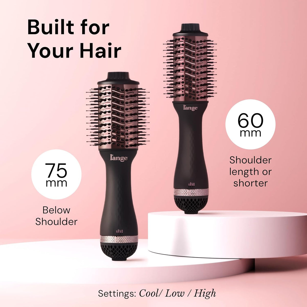 L'ANGE HAIR Le Volume 2-in-1 Titanium Blow Dryer Brush | Frizz Control Blowout Hair Dryer Brush for Drying and Styling | Volumizing Hot Air Styler for All Hairstyles | Oval Barrel | Black - 75mm