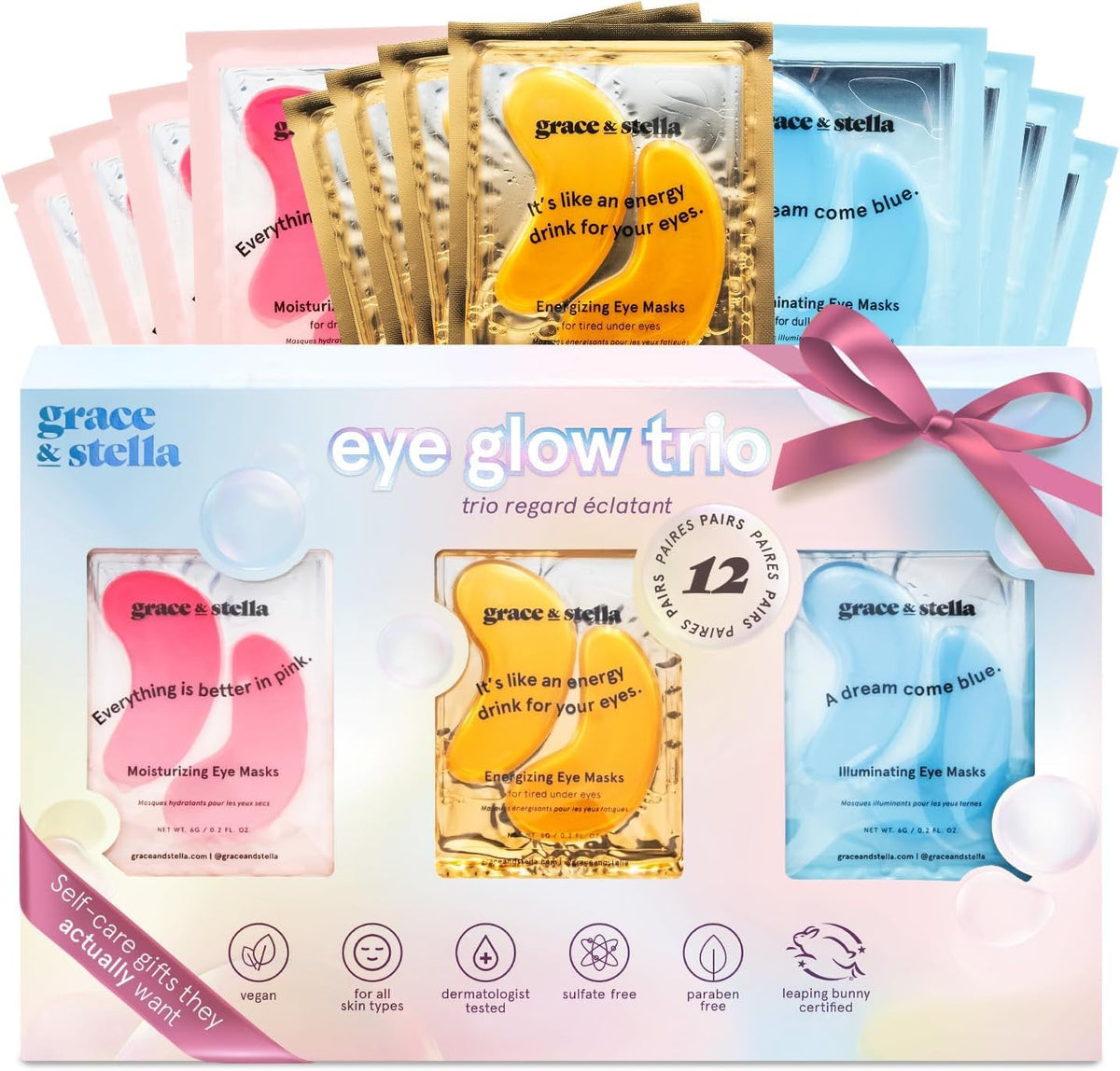 grace & stella Award Winning Eye Patches for Puffy Eyes - Birthday Gifts for Women - Under Eye Mask for Dark Circles and Undereye Bags - Gifts for Mom - Vegan Cruelty-Free Self Care (24 Pairs, Gold)