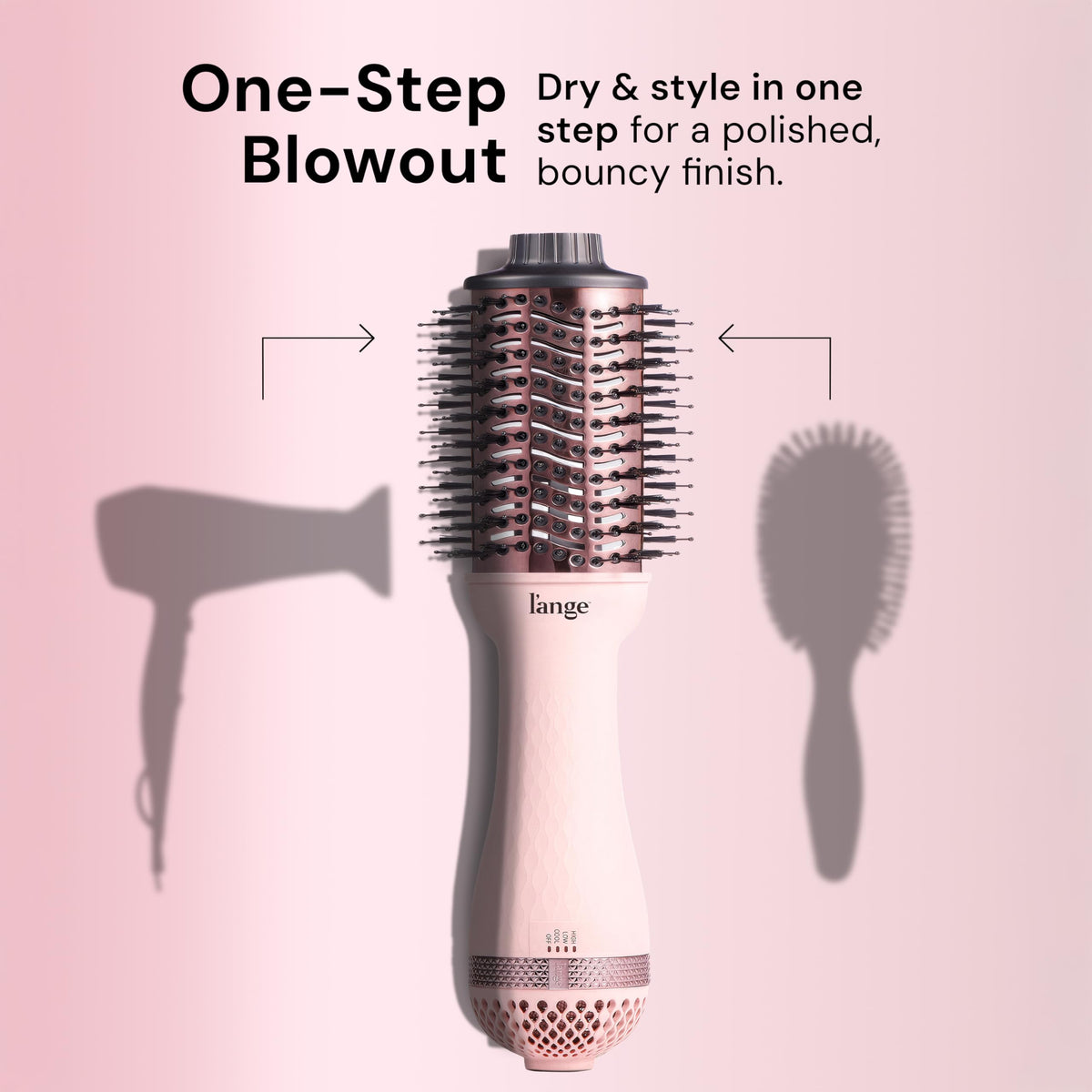 L'ANGE HAIR Le Volume 2-in-1 Titanium Blow Dryer Brush | Frizz Control Blowout Hair Dryer Brush for Drying and Styling | Volumizing Hot Air Styler for All Hairstyles | Oval Barrel | Black - 75mm