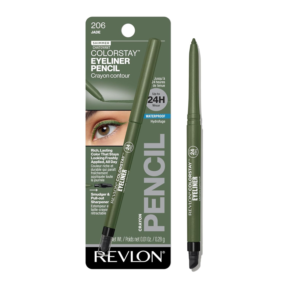 Revlon ColorStay Pencil Waterproof Eyeliner, 202 Black Brown, 0.01 oz