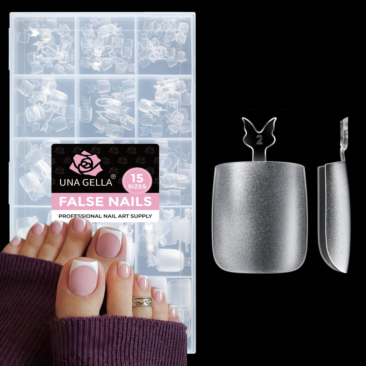 UNA GELLA 20ml*2PCS Nail Glue Remover for Press on, Multi-Functional Pinpoint Glue Remover Fast Removal Gentle Non-Acetone with Crystal Sticks for Nails Polish False Acrylic Nail Tips Home DIY