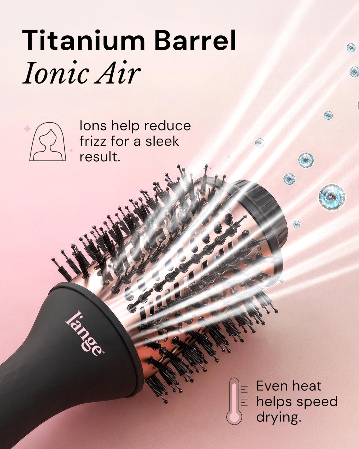 L'ANGE HAIR Le Volume 2-in-1 Titanium Blow Dryer Brush | Frizz Control Blowout Hair Dryer Brush for Drying and Styling | Volumizing Hot Air Styler for All Hairstyles | Oval Barrel | Black - 75mm