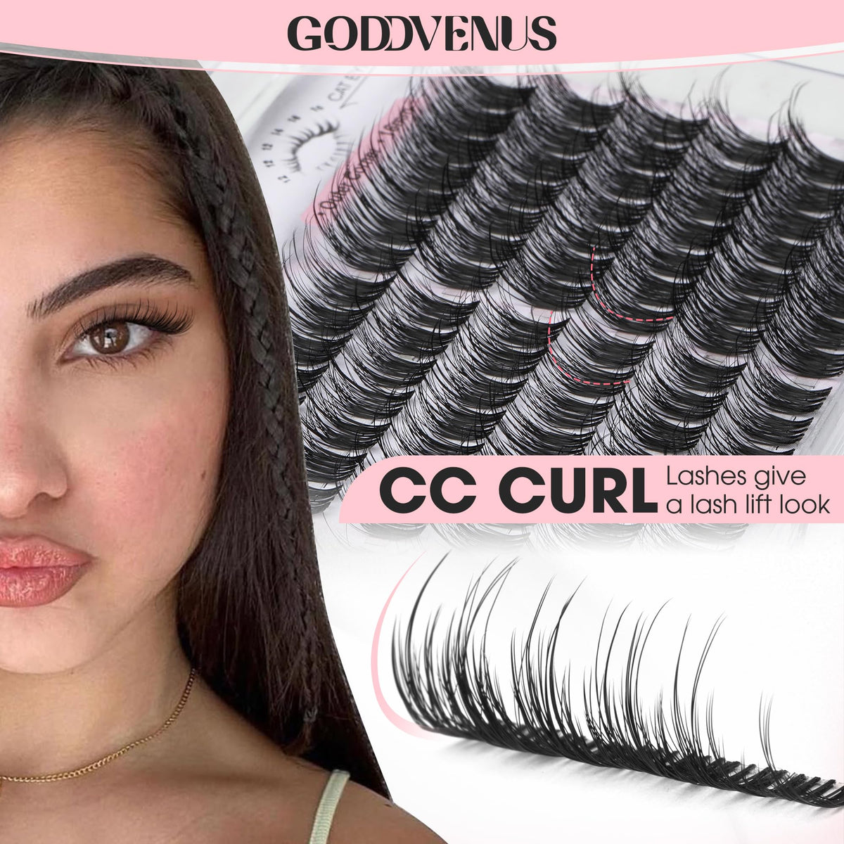 Goddvenus Lash Clusters Kit Wispy Eyelash Clusters Lashes Natural DIY Lash Extension Kit 10-16mm Cluster Eyelash Extensions Kit 300pcs C Curl Individual Lashes Cluster Eyelash (With Tweezers)
