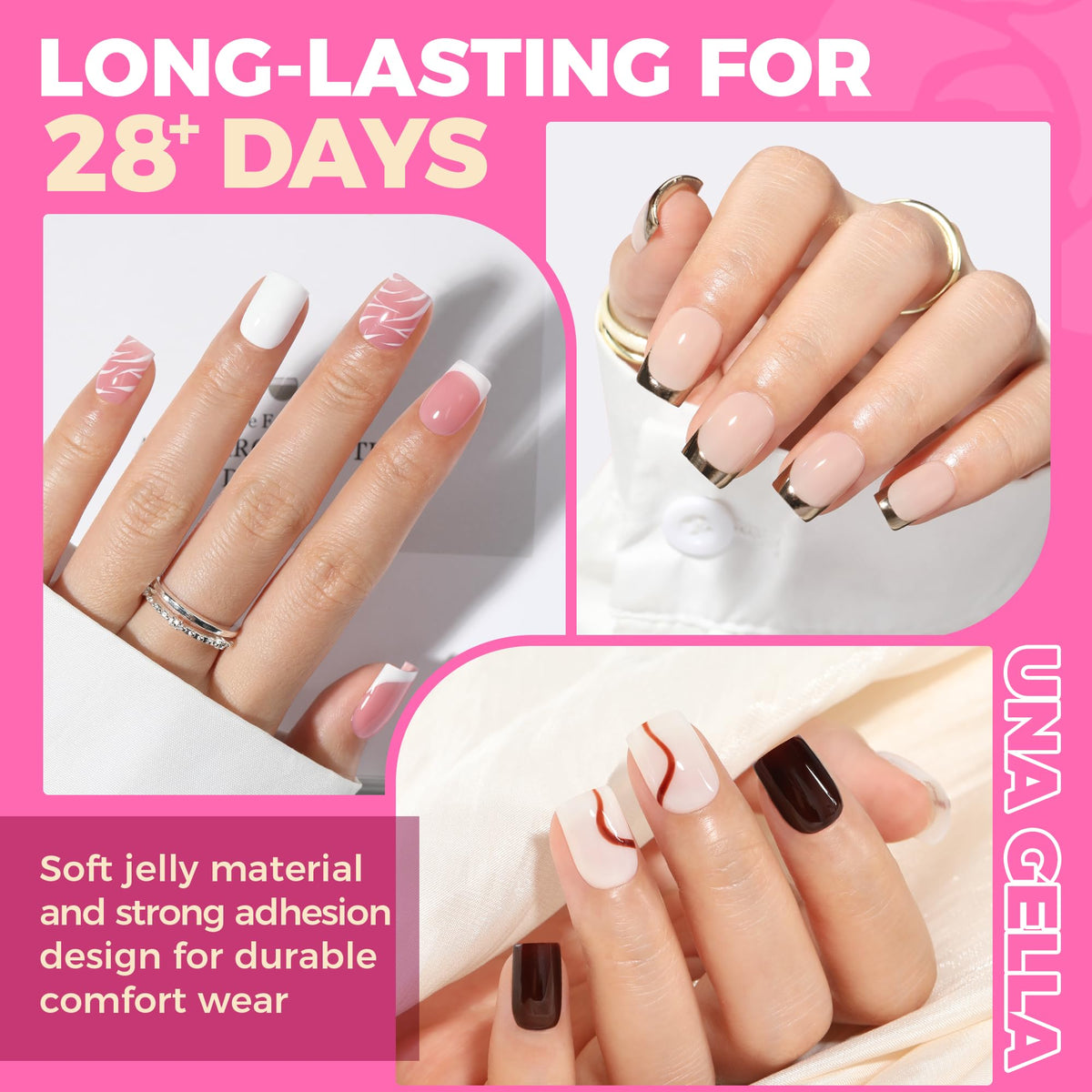 UNA GELLA Almond Gel Nail Tips 504PCS Pre-Etched Clear Fake Nails Tips
